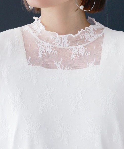 n'OrLABEL（ノアールレーベル）の「【廃盤】『チュールレースカットソー』（Tシャツ/カットソー・レディース・オフホワイト/ブラック・1/2）」の5枚目の写真