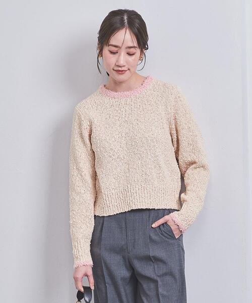 UNITED ARROWS（ユナイテッドアローズ）の「スパンコール ファンシーツイード ニット（ニット/セーター・レディース・ライトピンク/クリーム・FREE）」の2枚目の写真