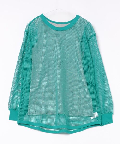 CALMIA（カルミア）の「レイヤードメッシュトップス/おとな（Tシャツ/カットソー・レディース・ブラック/ブルー/オフホワイト・160cm）」の3枚目の写真