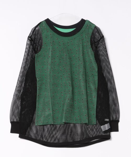 CALMIA（カルミア）の「レイヤードメッシュトップス/おとな（Tシャツ/カットソー・レディース・ブラック/ブルー/オフホワイト・160cm）」の2枚目の写真