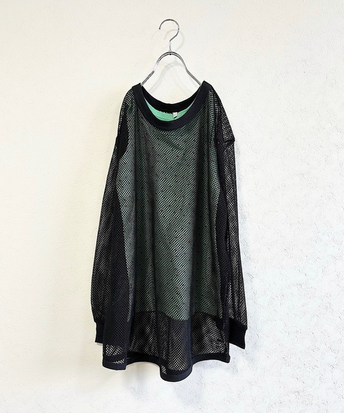 CALMIA（カルミア）の「レイヤードメッシュトップス/おとな（Tシャツ/カットソー・レディース・ブラック/ブルー/オフホワイト・160cm）」の5枚目の写真