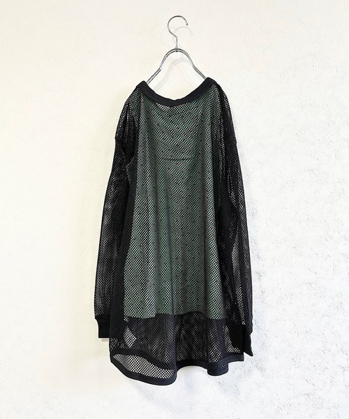 CALMIA（カルミア）の「レイヤードメッシュトップス/おとな（Tシャツ/カットソー・レディース・ブラック/ブルー/オフホワイト・160cm）」の6枚目の写真