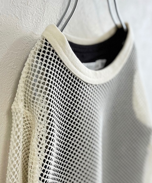 CALMIA（カルミア）の「レイヤードメッシュトップス/おとな（Tシャツ/カットソー・レディース・ブラック/ブルー/オフホワイト・160cm）」の7枚目の写真