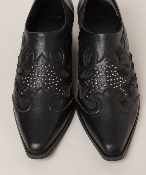 JEANASIS（ジーナシス）の「ウエスタンヒールシューズ/105284（スリッポン・レディース・ブラック/ベージュ・MEDIUM/LARGE）」の7枚目の写真