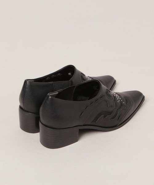 JEANASIS（ジーナシス）の「ウエスタンヒールシューズ/105284（スリッポン・レディース・ブラック/ベージュ・MEDIUM/LARGE）」の10枚目の写真