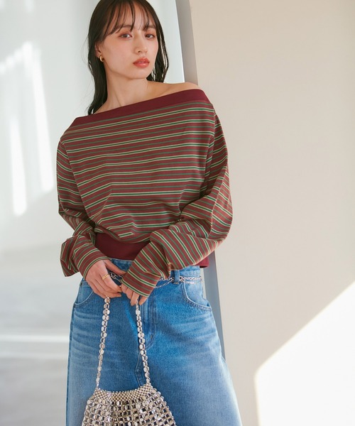 VIS(ビス)の「マルチボーダーオフショルトップス(Tシャツ/カットソー・レディース・レッド系その他4/ホワイト系その他5・FREE)」の12枚目の写真