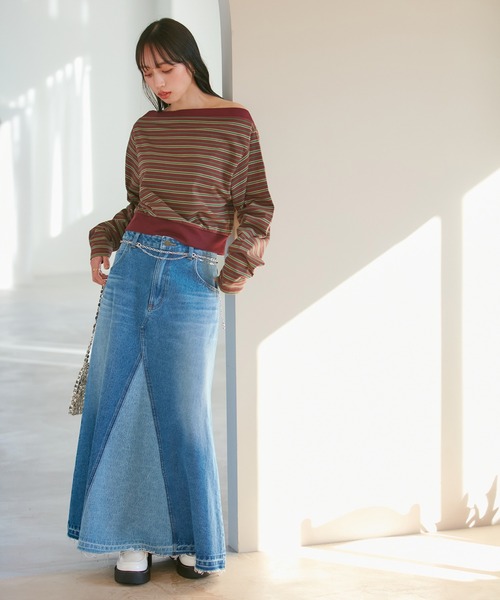 VIS(ビス)の「マルチボーダーオフショルトップス(Tシャツ/カットソー・レディース・レッド系その他4/ホワイト系その他5・FREE)」の6枚目の写真