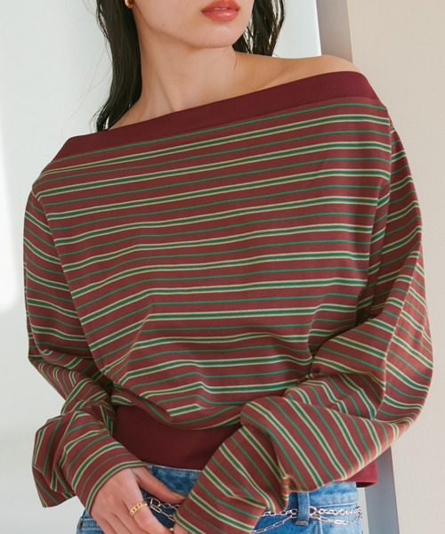 VIS(ビス)の「マルチボーダーオフショルトップス(Tシャツ/カットソー・レディース・レッド系その他4/ホワイト系その他5・FREE)」の19枚目の写真