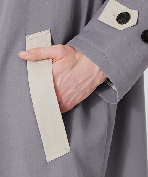 LOVELESS(ラブレス)の「エアロツイルバイカラーステンカラーコート(トレンチコート・メンズ・ブラック/グレー系その他・L/S/M)」の10枚目の写真