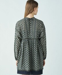 美品 SOULEIADO コットンボイルプリント チュニックブラウス グリーン SOULEIADO（ソレイアード）の「コットンボイルプリント