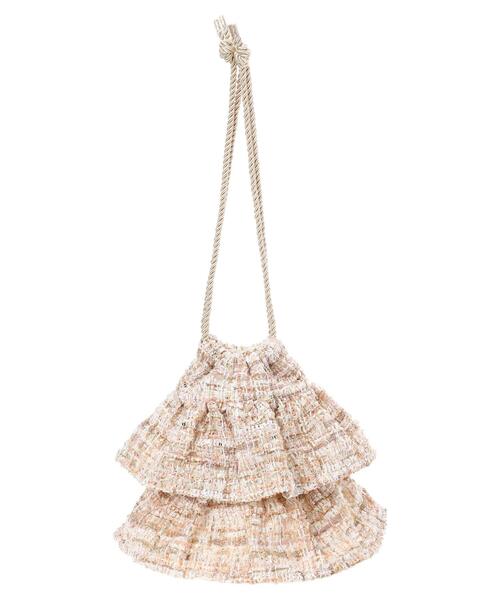 earth music&ecology（アースミュージックアンドエコロジー）の「フリルツイード巾着バッグ（エコバッグ/サブバッグ・レディース・マルチ/ピンクベージュ・FREE）」の12枚目の写真