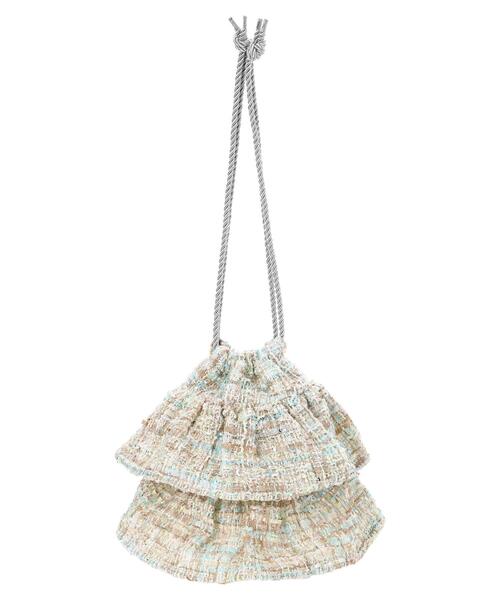 earth music&ecology（アースミュージックアンドエコロジー）の「フリルツイード巾着バッグ（エコバッグ/サブバッグ・レディース・マルチ/ピンクベージュ・FREE）」の13枚目の写真