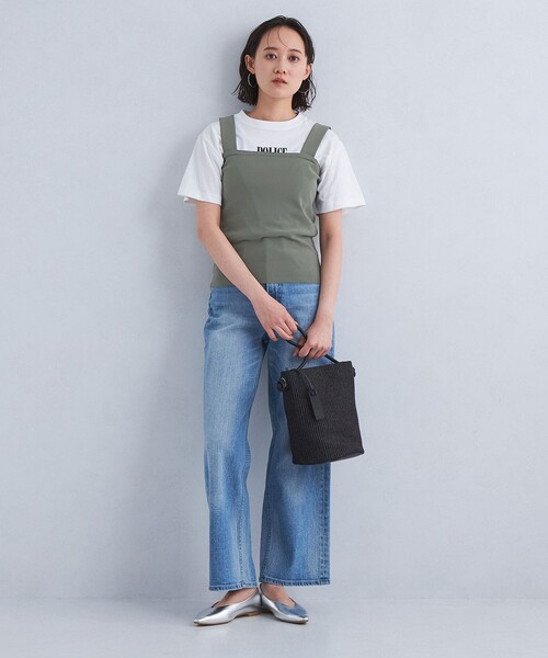 green label relaxing（グリーンレーベルリラクシング）の「TINY タイニー ニット ベアタンクトップ -ウォッシャブル・接触冷感-（タンクトップ・レディース・ブラック/オリーブ/オフホワイト・FREE）」の17枚目の写真