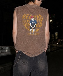 【a-r】〔Red Cap Girl/レッドキャップガール〕スノーウォッシュ ヴィンテージ加工イラスト ルーズサイズ ノースリーブ
