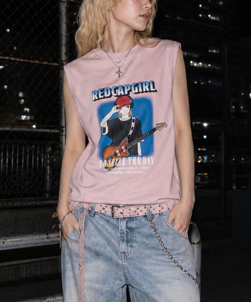 Red Cap Girl(レッドキャプガール)の「【a-r】〔Red Cap Girl/レッドキャップガール〕スノーウォッシュ ヴィンテージ加工イラスト ルーズサイズ ノースリーブ(タンクトップ・メンズ・ブラック系その他2/ブラック系その他/ブラック系その他3/ブラック系その他4/ベージュ系その他/ベージュ系その他2/ベージュ系その他4/ベージュ系その他3/ピンク系2/ブラウン系1/ピンク系1/ブラック系2/ブラウン系2/ブラック系1・LARGE/MEDIUM/X-LARGE)」の14枚目の写真