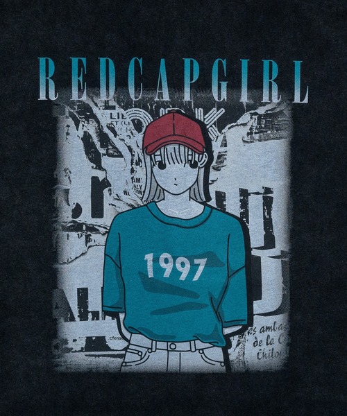 【a-r】〔Red Cap Girl/レッドキャップガール〕スノーウォッシュ ヴィンテージ加工イラスト ルーズサイズ ノースリーブ（タンクトップ）｜Red Cap Girl（レッドキャプガール）