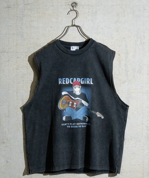 【a-r】〔Red Cap Girl/レッドキャップガール〕スノーウォッシュ ヴィンテージ加工イラスト ルーズサイズ ノースリーブ（タンクトップ）｜Red Cap Girl（レッドキャプガール）