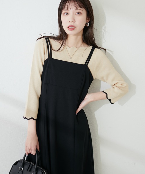 natural couture(ナチュラルクチュール)の「袖口配色スカラップ強撚ニット(7分袖)(ニット/セーター・レディース・ミント/ラベンダー/ネイビー/その他1/ライトベージュ/オフホワイト・FREE)」の14枚目の写真