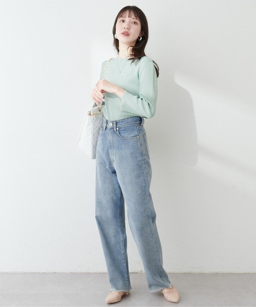 natural couture(ナチュラルクチュール)の「袖口配色スカラップ強撚ニット(7分袖)(ニット/セーター・レディース・ミント/ラベンダー/ネイビー/その他1/ライトベージュ/オフホワイト・FREE)」の20枚目の写真