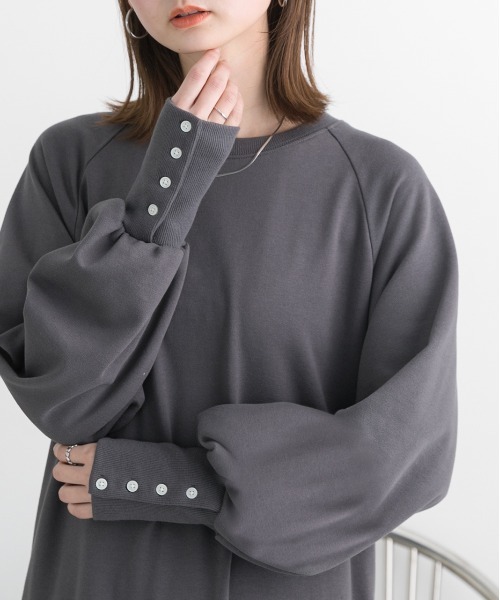 ad thie(アドティエ)の「ボタンデザイン ボリュームスリーブワンピース(ワンピース・レディース・ブルー/オートミール/チャコール・FREE)」の6枚目の写真