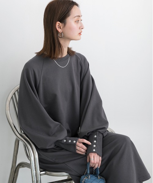 ad thie(アドティエ)の「ボタンデザイン ボリュームスリーブワンピース(ワンピース・レディース・ブルー/オートミール/チャコール・FREE)」の10枚目の写真