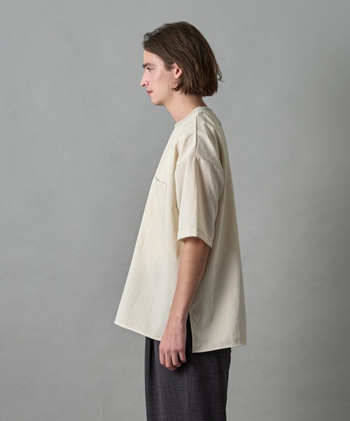 SLICK（スリック）の「エバレットサイドスリットTシャツ（Tシャツ/カットソー・メンズ・ネイビー/ブラック/アイボリー・3/2/1）」の5枚目の写真