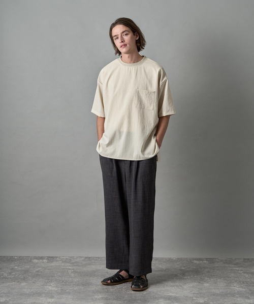 SLICK（スリック）の「エバレットサイドスリットTシャツ（Tシャツ/カットソー・メンズ・ネイビー/ブラック/アイボリー・3/2/1）」の9枚目の写真