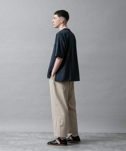 cantate 25ss ウールTシャツ チャコール 48　新品未使用品 UNISEX】ウール天竺 長袖ニットTシャツ SL8W-T439-S8 ヘム