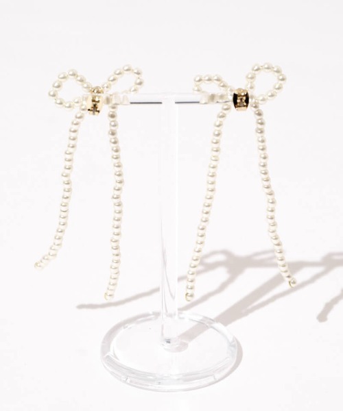 ドロップリボンピアス（ピアス（片耳用））｜flower（フラワー