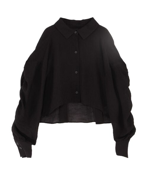 LAGUNAMOON（ラグナムーン）の「ギャザークロップドシャツ（シャツ/ブラウス・レディース・ブラック/ホワイト・FREE）」の21枚目の写真