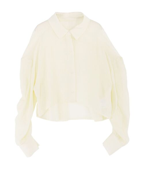 LAGUNAMOON（ラグナムーン）の「ギャザークロップドシャツ（シャツ/ブラウス・レディース・ブラック/ホワイト・FREE）」の14枚目の写真