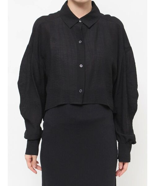 LAGUNAMOON（ラグナムーン）の「ギャザークロップドシャツ（シャツ/ブラウス・レディース・ブラック/ホワイト・FREE）」の19枚目の写真