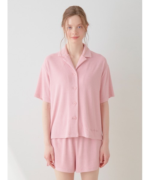 ピンク ジェラピケ　サマーカラーパイルシャツ＆ショートパンツセット gelato pique（ジェラートピケ）の「【接触冷感】サマーカラー