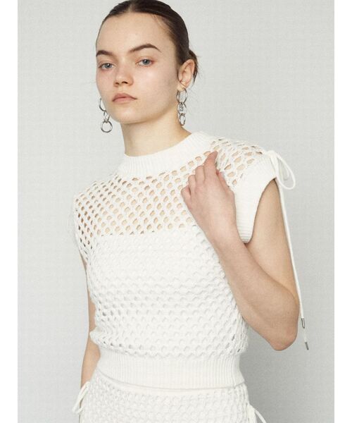 EMODA（エモダ）の「【WEB限定】ポイントリボンクロシェトップ（タンクトップ・レディース・グレー/オレンジ/ホワイト/ブラック・FREE）」の7枚目の写真