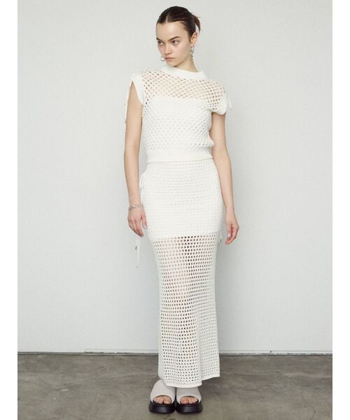 EMODA（エモダ）の「【WEB限定】ポイントリボンクロシェトップ（タンクトップ・レディース・グレー/オレンジ/ホワイト/ブラック・FREE）」の8枚目の写真