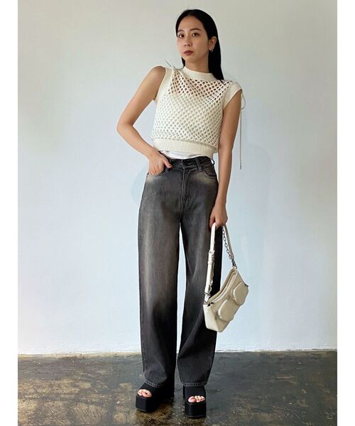 EMODA（エモダ）の「【WEB限定】ポイントリボンクロシェトップ（タンクトップ・レディース・グレー/オレンジ/ホワイト/ブラック・FREE）」の12枚目の写真