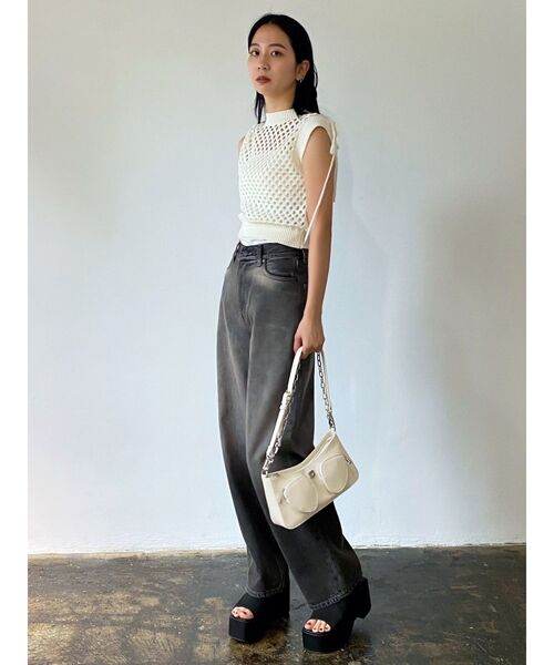 EMODA（エモダ）の「【WEB限定】ポイントリボンクロシェトップ（タンクトップ・レディース・グレー/オレンジ/ホワイト/ブラック・FREE）」の13枚目の写真