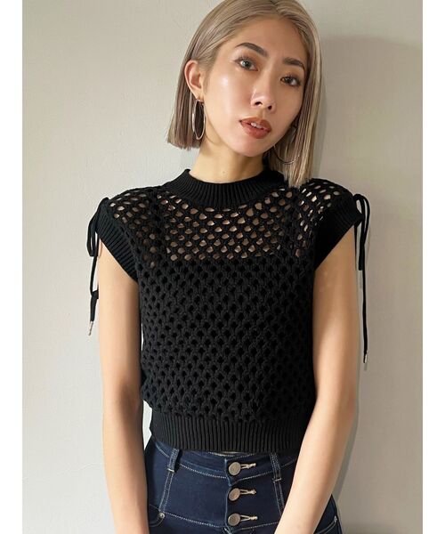 EMODA（エモダ）の「【WEB限定】ポイントリボンクロシェトップ（タンクトップ・レディース・グレー/オレンジ/ホワイト/ブラック・FREE）」の21枚目の写真