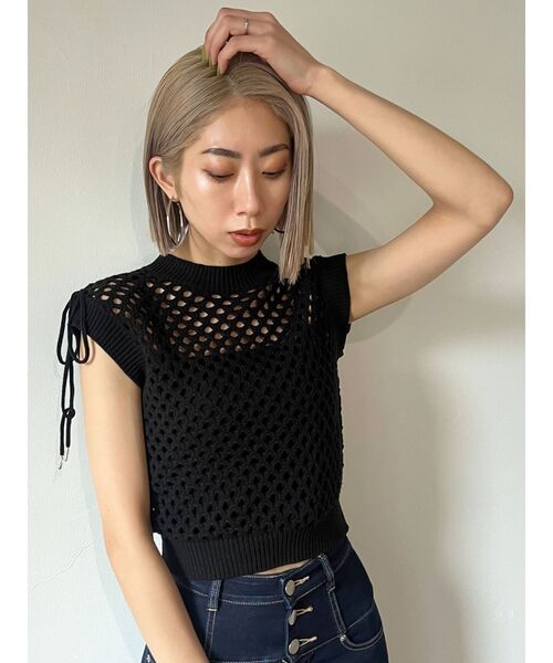 EMODA（エモダ）の「【WEB限定】ポイントリボンクロシェトップ（タンクトップ・レディース・グレー/オレンジ/ホワイト/ブラック・FREE）」の22枚目の写真