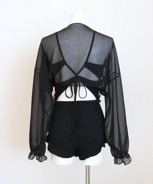 【セール】ボレロ付き バックシャン フリル×レース ワンピース水着 セットアップ（水着）｜OSYAREVO（オシャレボ）