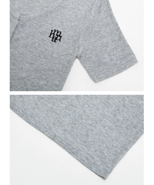 muahmuah(ムーアムーア)の「A'GEM/9 × .kom 『muah muah/ムーアムーア』 LOGO POINT BUTTON HALF T-SHIRT/ロゴポイント ボタンハーフTシャツ(Tシャツ/カットソー・レディース・ホワイト/グレー/ブラック・FREE)」の21枚目の写真