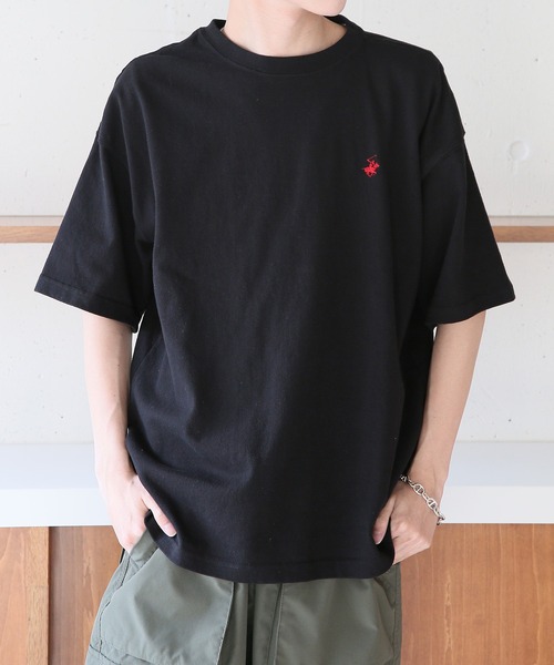 BEVERLY HILLS POLO CLUB（ビバリーヒルズポロクラブ）の「ワンポイントロゴ刺繍【BEVERLY HILLS POLO CLUB】クルーネックビンテージポニーTシャツ 半袖 4222-4752（Tシャツ/カットソー・レディース・ブラック/ブルー/オフホワイト/バーガンディー・L/M/XL）」の2枚目の写真