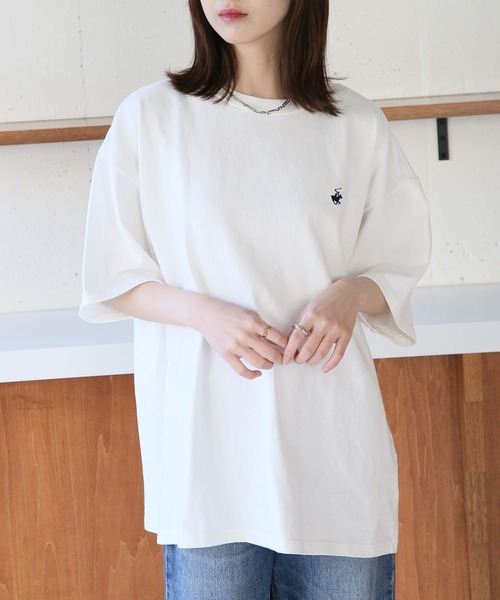 BEVERLY HILLS POLO CLUB（ビバリーヒルズポロクラブ）の「ワンポイントロゴ刺繍【BEVERLY HILLS POLO CLUB】クルーネックビンテージポニーTシャツ 半袖 4222-4752（Tシャツ/カットソー・レディース・ブラック/ブルー/オフホワイト/バーガンディー・L/M/XL）」の19枚目の写真