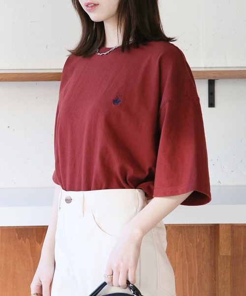 BEVERLY HILLS POLO CLUB（ビバリーヒルズポロクラブ）の「ワンポイントロゴ刺繍【BEVERLY HILLS POLO CLUB】クルーネックビンテージポニーTシャツ 半袖 4222-4752（Tシャツ/カットソー・レディース・ブラック/ブルー/オフホワイト/バーガンディー・L/M/XL）」の10枚目の写真