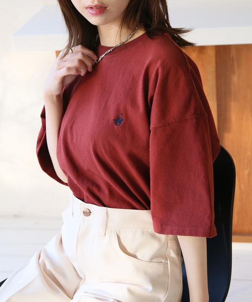 BEVERLY HILLS POLO CLUB（ビバリーヒルズポロクラブ）の「ワンポイントロゴ刺繍【BEVERLY HILLS POLO CLUB】クルーネックビンテージポニーTシャツ 半袖 4222-4752（Tシャツ/カットソー・レディース・ブラック/ブルー/オフホワイト/バーガンディー・L/M/XL）」の9枚目の写真