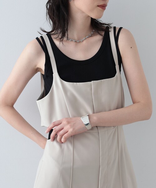 GALLEST（ギャレスト）の「◆ストラップリブタンクトップ（タンクトップ・レディース・ホワイト系/ブラック/ボルドー・38）」の2枚目の写真