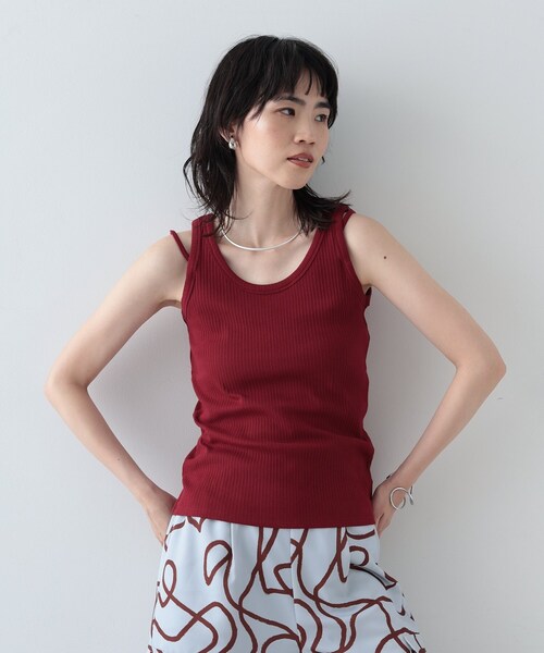 GALLEST（ギャレスト）の「◆ストラップリブタンクトップ（タンクトップ・レディース・ホワイト系/ブラック/ボルドー・38）」の8枚目の写真