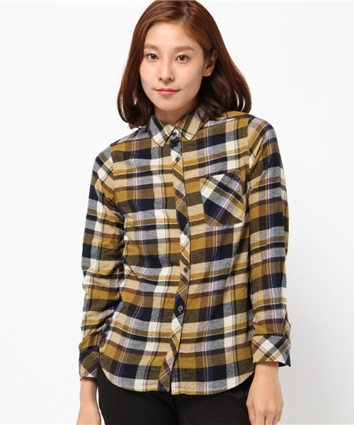 earth music&ecology（アースミュージックアンドエコロジー）の「ネルチェックシャツ（シャツ/ブラウス・レディース・ブラック/グリーン/イエロー/レッド・LARGE/MEDIUM）」の3枚目の写真