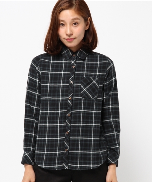 earth music&ecology（アースミュージックアンドエコロジー）の「ネルチェックシャツ（シャツ/ブラウス・レディース・ブラック/グリーン/イエロー/レッド・LARGE/MEDIUM）」の5枚目の写真