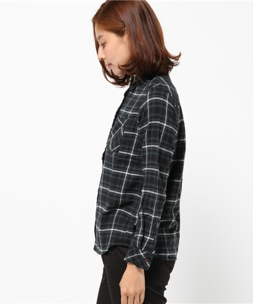 earth music&ecology（アースミュージックアンドエコロジー）の「ネルチェックシャツ（シャツ/ブラウス・レディース・ブラック/グリーン/イエロー/レッド・LARGE/MEDIUM）」の6枚目の写真